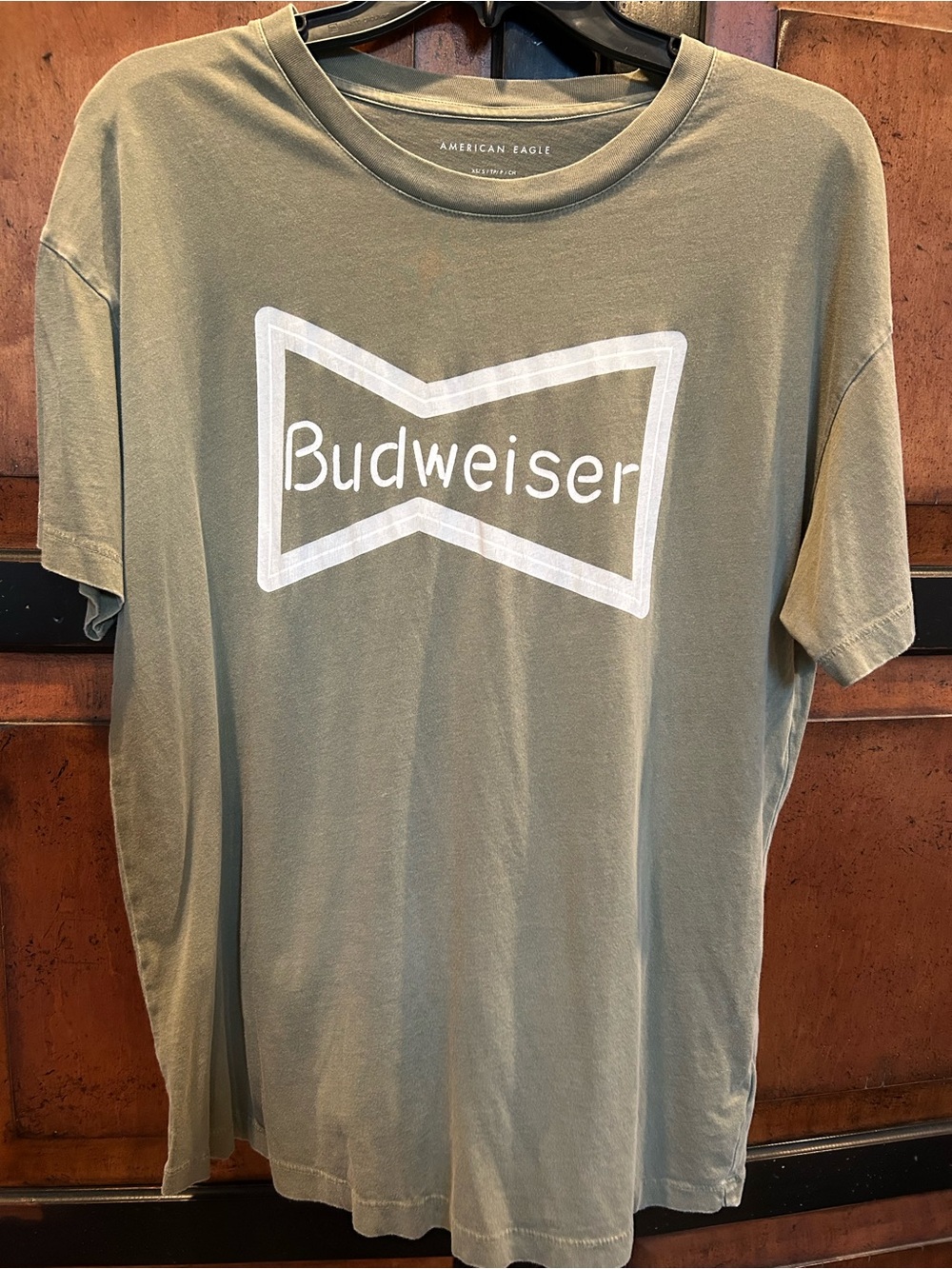 American Eagle Outfitters Olive Green Budweiser Graphic Tee
